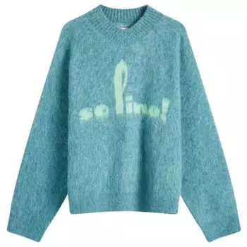 Мохеровый джемпер с V-образным вырезом Martine Rose, зеленый