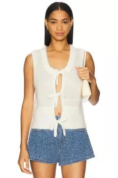 Мохеровый жилет на завязках Ganni, egret