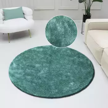 Мохнатый ковер Bruno Banani "Dana коврик, светлый блеск", круглый, однотонный, коврики из микрофибры, гостиная, спальня, столовая 190 см, цвет petrol