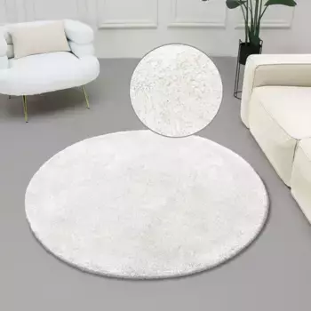 Мохнатый ковер Bruno Banani "Dana коврик, светлый блеск", круглый, однотонный, коврики из микрофибры, гостиная, спальня, столовая 190 см, белый