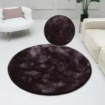 Мохнатый ковер Bruno Banani "Dana коврик, светлый блеск", круглый, однотонный, коврики из микрофибры, гостиная, спальня, столовая 140 см, цвет plum