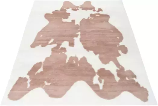 Мохнатый ковер Bruno Banani "Makayla", прямоугольный, с узором из воловьей кожи, искусственный мех, мягкий ворс 120х160 см, серо-коричневый