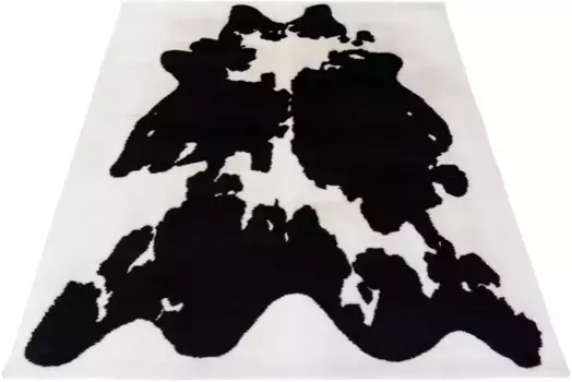 Мохнатый ковер Bruno Banani "Makayla", прямоугольный, с узором из воловьей кожи, искусственный мех, мягкий ворс 120х160 см, черный