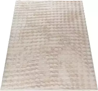 Мохнатый ковер Paco Home "Arnheim 741", прямоугольный, однотонный, современный дизайн, особенно мягкий, эффект "высокий-низкий" 160х220 см, цвет Creme