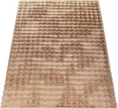 Мохнатый ковер Paco Home "Arnheim 741", прямоугольный, однотонный, современный дизайн, особенно мягкий, эффект "высокий-низкий" 200х280 см, бежевый