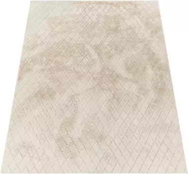 Мохнатый ковер Paco Home "Arnheim 742", прямоугольный, однотонный, с ромбовидным узором, особенно мягкий, эффект "высокий-низкий" 120х160 см, цвет Creme