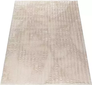 Мохнатый ковер Paco Home "Arnheim 743", прямоугольный, однотонный, волнистый рисунок, особенно мягкий, эффект высокого-низкого 60х100 см, цвет Creme