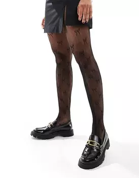 Мои аксессуары – Колготки чёрного цвета с бантом