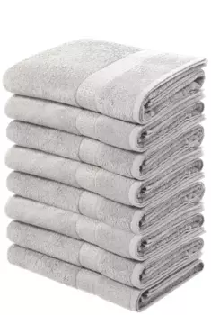 Мои домашние полотенца "Джуна, 8 полотенец 50х100, 100% хлопок", (8 шт.), комплект и серия, комплект полотенец с каймой, однотонные, мягкие My home 50х100 см (8 шт.), светло-серый