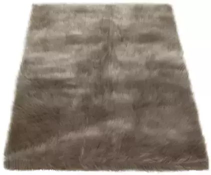 Мой дом Мохнатый ковер "Меховой коврик Валеска", прямоугольный, искусственный мех, мягкие коврики, гостиная, спальня, столовая My home 60х90 см, серо-коричневый