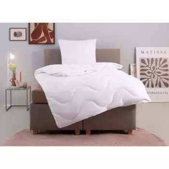 Мой дом одеяло из микрофибры + подушка из микрофибры «Mailo, пуховое одеяло 135х200 см, 155х220 см», (экономный комплект, 2 шт., одеяло с подушкой), 2 шт., комплект с подушкой 80х80 см, лето, зима My Home, белый