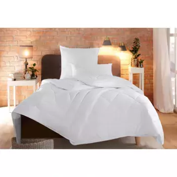 Мой дом одеяло+подушка из микрофибры «Baca, пуховое одеяло 135х200 см или 155х220 см, 2 шт.», (экономный комплект, 2 подушки), комплект с подушками 40х80 см, 80х80 см, лето, зима, производство Германия My Home, белый