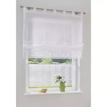 Мой дом римская штора «Айдахо», на липучке, прозрачная, вуаль, полиэстер My Home, белый