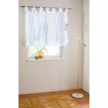 Мой дом римская штора «Димона» с петлями, прозрачная, вуаль, полиэстер My Home, белый/синий