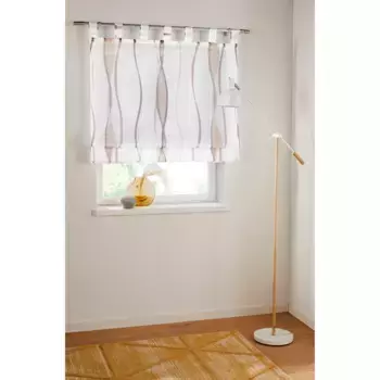 Мой дом римская штора «Димона» с петлями, прозрачная, вуаль, полиэстер My Home, белый/серо-коричневый