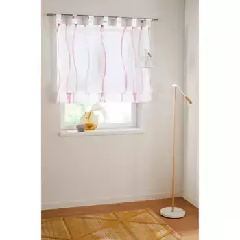 Мой дом римская штора «Димона» с петлями, прозрачная, вуаль, полиэстер My Home, белый/розовый