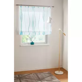 Мой дом Римская штора «Dimona», с рейкой-липучкой, прозрачная, вуаль, полиэстер, волны My Home, цвет wei/petrol