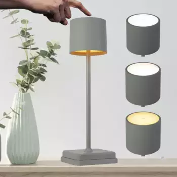 Мой дом Светодиодная настольная лампа "Настольная лампа Lenn Mobile на батарейках" My home 10,5 см, Высота: 39 см, серый