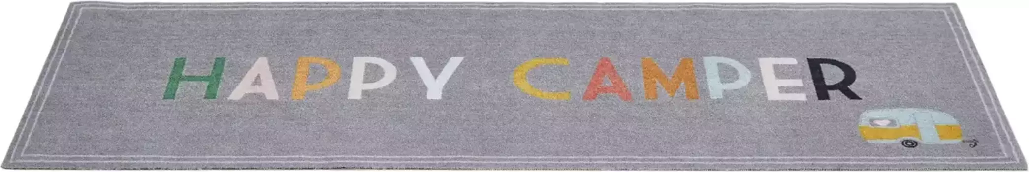 Мой домашний бегун "Camping", прямоугольный, с надписью, идеально подходит для кемперов и домов на колесах, подходит для использования внутри и снаружи помещений My home 50х150 см, светло-серый