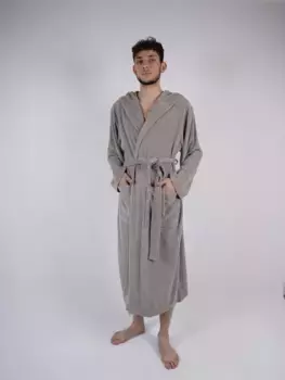 Мой домашний халат "Sina" (1 шт.), однотонный халат, длинный, с высоким содержанием хлопка, S-4XL My Home, серый