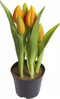 Мой домашний искусственный цветок "тюльпан с 5 бутонами" My home /12х23 см, цвет orange