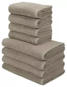 Мой домашний комплект полотенец "Мерида, 4 полотенца для душа (70х140см), 4 полотенца для рук (50х100см)", (8 шт.), приятные на ощупь, 100% хлопок My home, бежевый