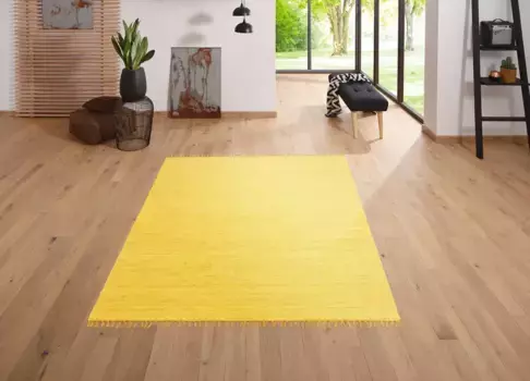 Мой домашний ковер "Ares", прямоугольный, однотонный, ручная работа, с бахромой My home 160х230 см, цвет gelb