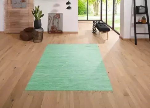 Мой домашний ковер "Ares", прямоугольный, однотонный, ручная работа, с бахромой My home 60х120 см, цвет mint