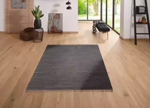 Мой домашний ковер "Ares", прямоугольный, однотонный, ручная работа, с бахромой My home 60х120 см, серый