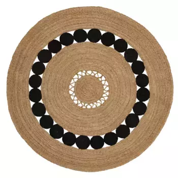 Мой домашний ковер "Naturala, джутовый ковер, ручная работа", круглый, натуральный продукт, джут, бохо, двусторонний ковер, гостиная, столовая My home 190 см, цвет natur, schwarz