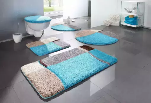 Мой домашний коврик для ванной "Белио", высота 20 мм, нескользящее покрытие My home прямоугольный (55х50 см), синий