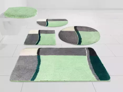 Мой домашний коврик для ванной "Белио", высота 20 мм, нескользящее покрытие My home прямоугольный (70х110 см), зеленый