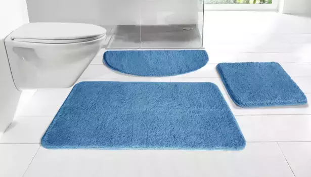 Мой домашний коврик для ванной "Инга", коврик для ванной, высота 20 мм, с противоскользящим покрытием, быстросохнущий, износостойкий My home прямоугольный (40х50 см), синий