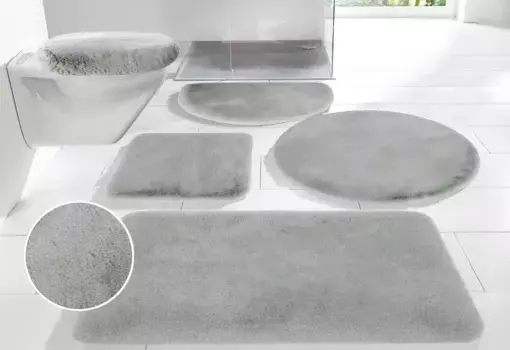 Мой домашний коврик для ванной "Кроличьи коврики", высота 30 мм, с противоскользящим покрытием, прочный My home круглый ( 80 см), серый