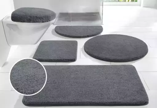Мой домашний коврик для ванной "Merida", высота 32 мм, нескользящее покрытие My home прямоугольный (80х150 см), темно-серый
