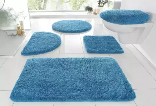 Мой домашний коврик для ванной "Merida", высота 32 мм, нескользящее покрытие My home прямоугольный (55х50 см), синий