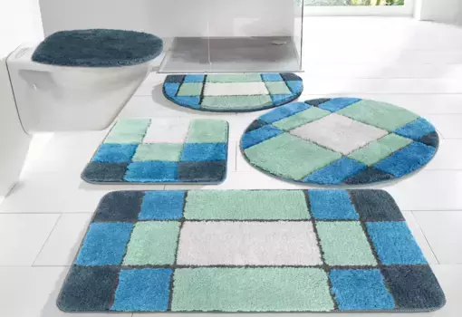 Мой домашний коврик для ванной "Пиа" My home 3 шт. Отдельностоящий туалетный гарнитур, цвет petrol