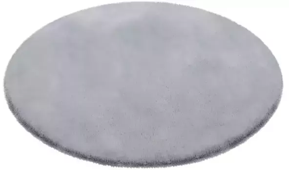 Мой домашний меховой ковер "Кролик, искусственный мех, мех кролика, микрофибра", круглый, особо высокий и пушистый, гостиная, спальня, детская комната My home 200 см, светло-серый