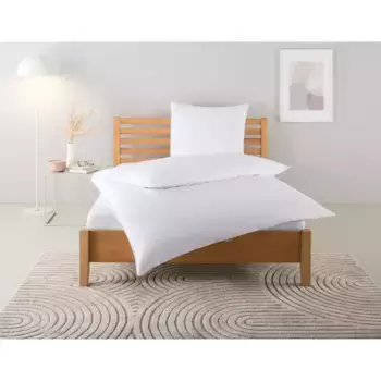 Мой домашний пуховое одеяло+подушка "Liem duvet 135х200 см, 155х220 см", (экономный комплект), комплект с подушками 40х80 см, 80х80 см, осень, зима, одеяло-баллон My Home, белый