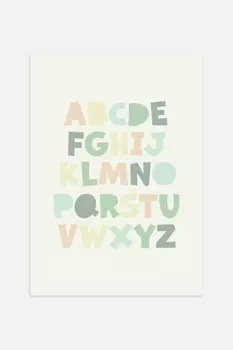 Мой первый плакат с алфавитом Postery, 30x40 см, зеленый