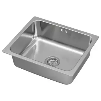 Мойка с одной чашей, нержавеющая сталь, 56x46 см, HILLESJN/LILLVIKEN IKEA