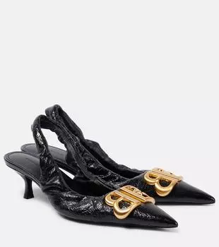 Мокасиновые лодочки-слингбэки Balenciaga, Black/Gold
