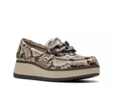 Мокасины Clarks Zylah May, разноцветный змеиный принт, синтетический