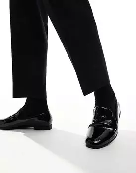 Мокасины из черной лакированной кожи ASOS DESIGN