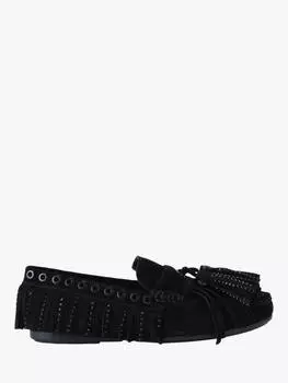 Мокасины из замши с кисточками и бахромой Kurt Geiger London, черный