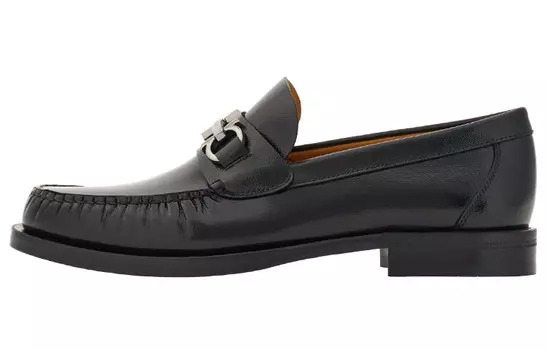 Мокасины кожаные Ferragamo Gancini, черный