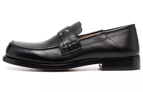 Мокасины кожаные Maison Margiela с 4 стежками, темно-коричневый