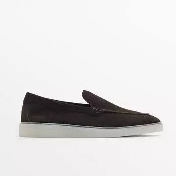 Мокасины Massimo Dutti Split Suede Translucent Sole, темно-коричневый