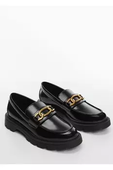 Мокасины на цепочке Mango, черный