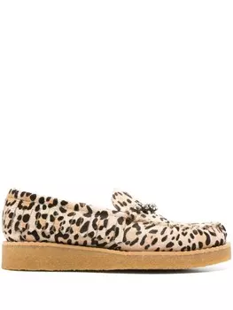 Мокасины с анималистичным узором, украшенные кристаллами Forte Forte, коричневый